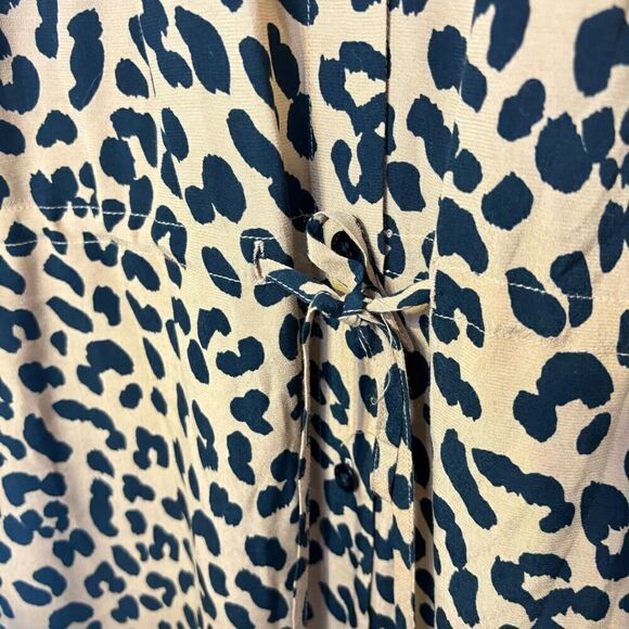 Rails Womens Brown Leopard Print Pleated Tie Waist Button Up Shirt Dress Large - Picture 4 of 9